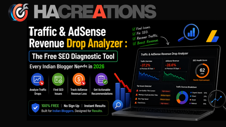raffic & AdSense Revenue Drop Analyzer : The Free SEO Diagnostic Tool Every Indian Blogger Needs in 2026